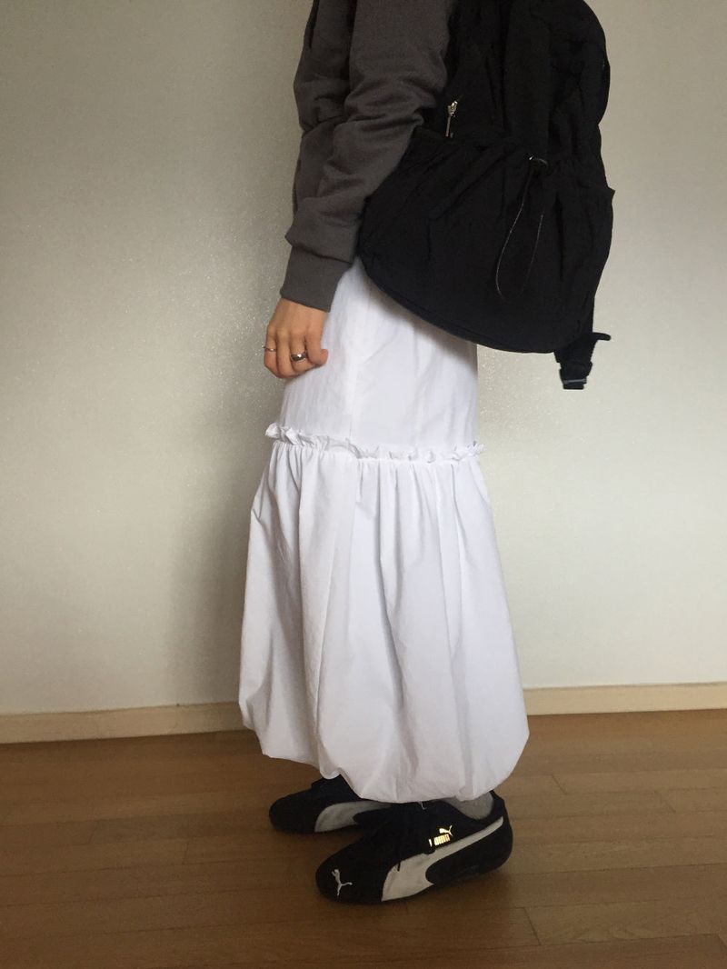 pumpkin nylon long skirt