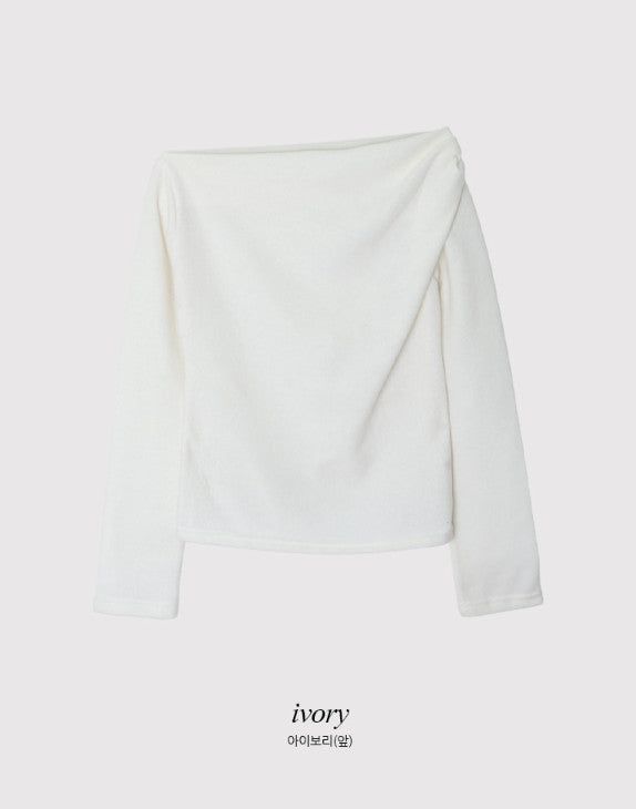 Drape One Shoulder Warm Knit +Tie Set (5color)