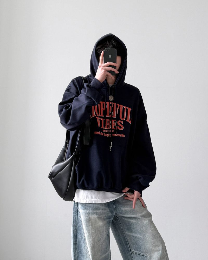 Puff Lettering Oversized Hoodie