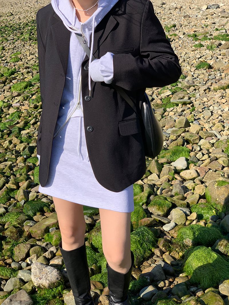 [MADE] Stern hip crop two-way hood zip-up -basic