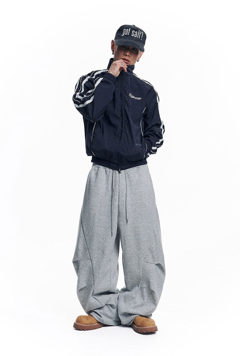 Dirty Nylon Piping Track Jacket - Navy