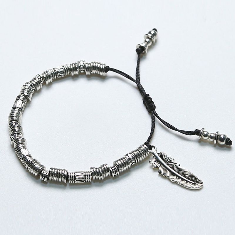 feather & antique silver beads bracelet