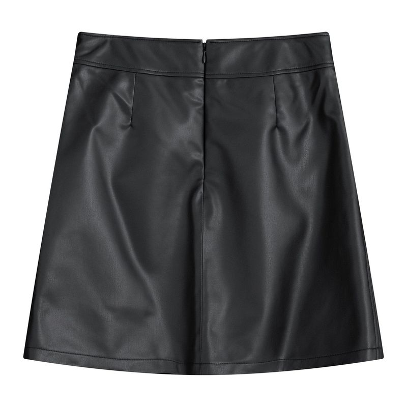 Faux Leather Round Skirt (Black)