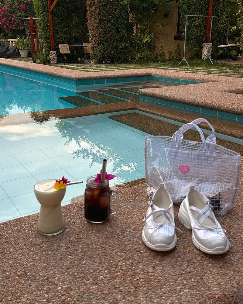 Heart pvc Transparent tote Beach bag
