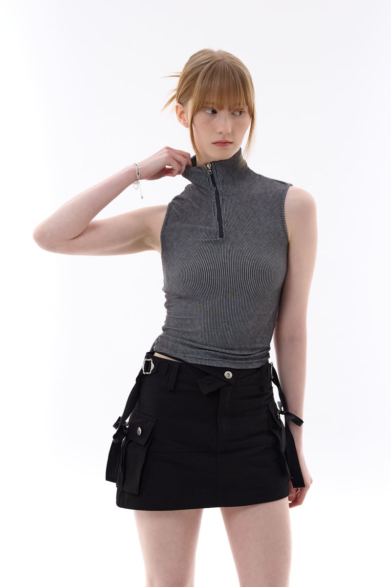 JOSEE HALF ZIP-UP / CHARCOAL