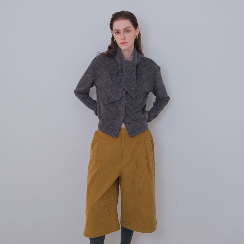 Olive Corduroy Snap Bermuda Pants