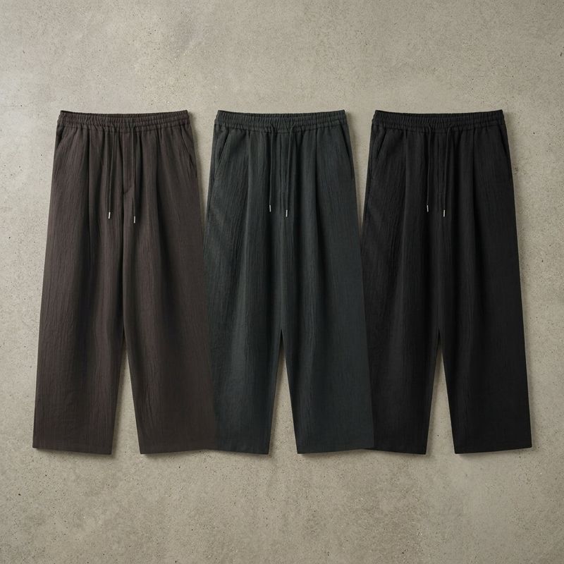 Textured Draped Wide Pants