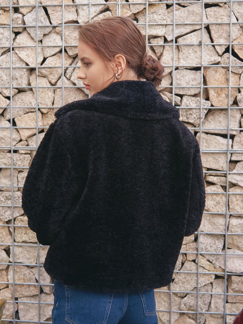 HIGHNECK FUR JACKET_BLACK