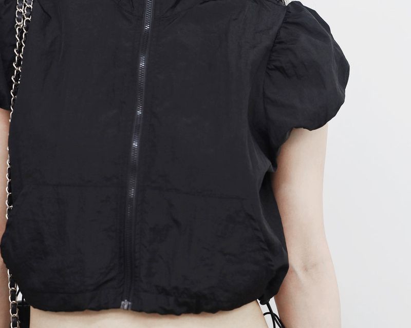 Amuah Crop String Half Zip-Up