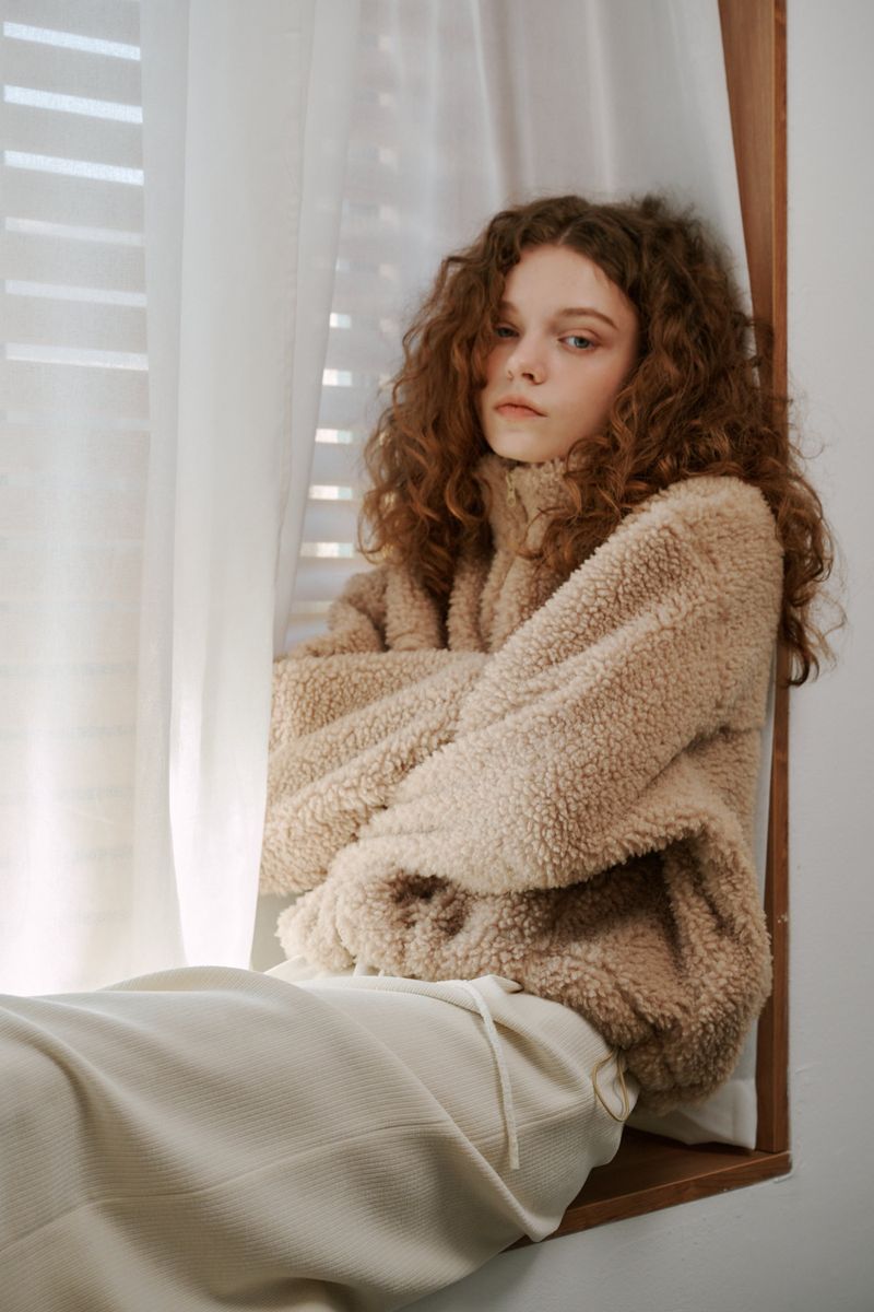 Boucle zip-up (Beige)