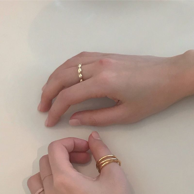 [Silver925] oar Gold Round Rice Ring (18k gold plated)