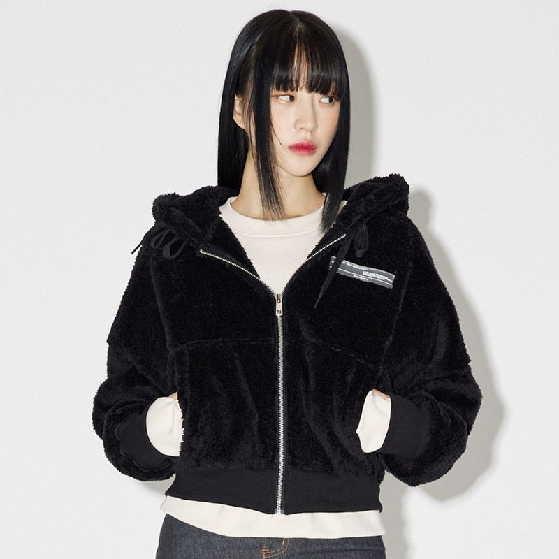 Zero Bear Crop zip-up [BLACK]