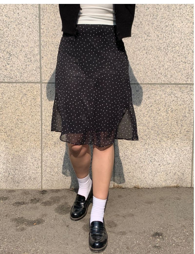 fine dot midi skirt