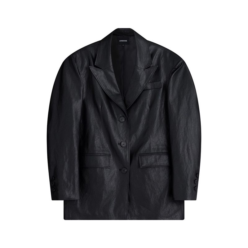 Over Crack Leather Blazer