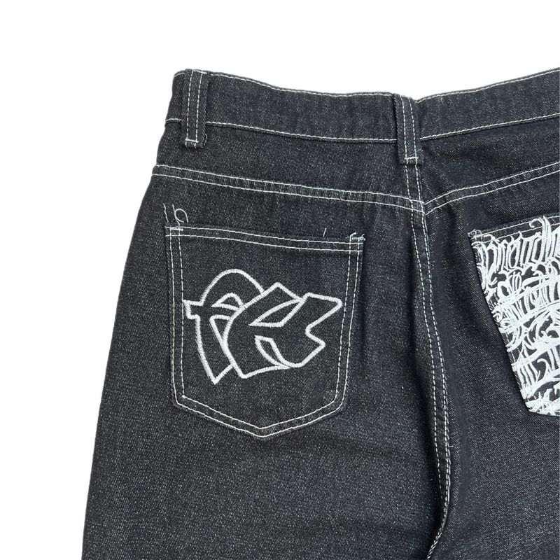  [🖤MD PICK] Backline Back Point Bermuda Denim Pants (Black)