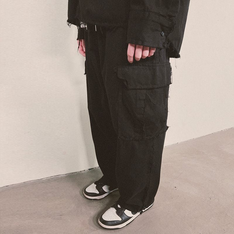 grunge wide cargo pants_black