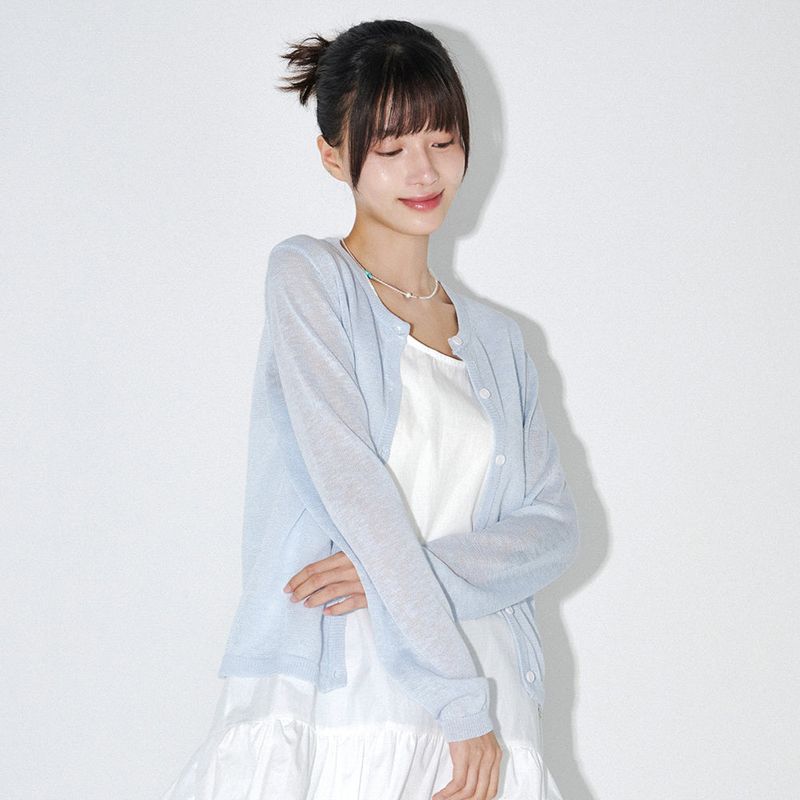 mellotory（メロートリー）の「エッセンシャル カーディガン(LIGHT BLUE)（トップス）」