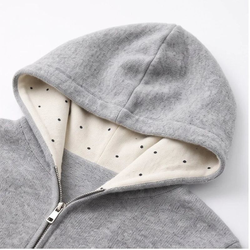 Mabel Dot Lining Knit Hood Zip-Up
