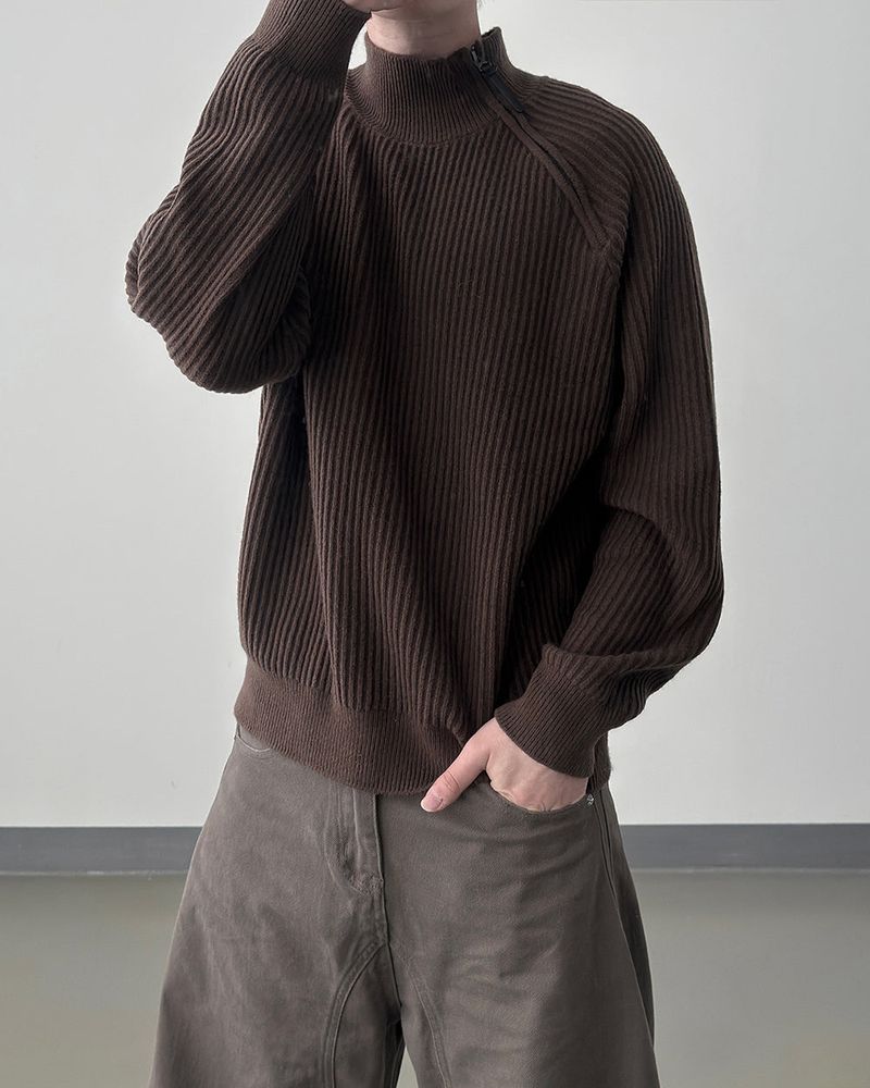 Niv Shoulder Zip-Up Regular Knit