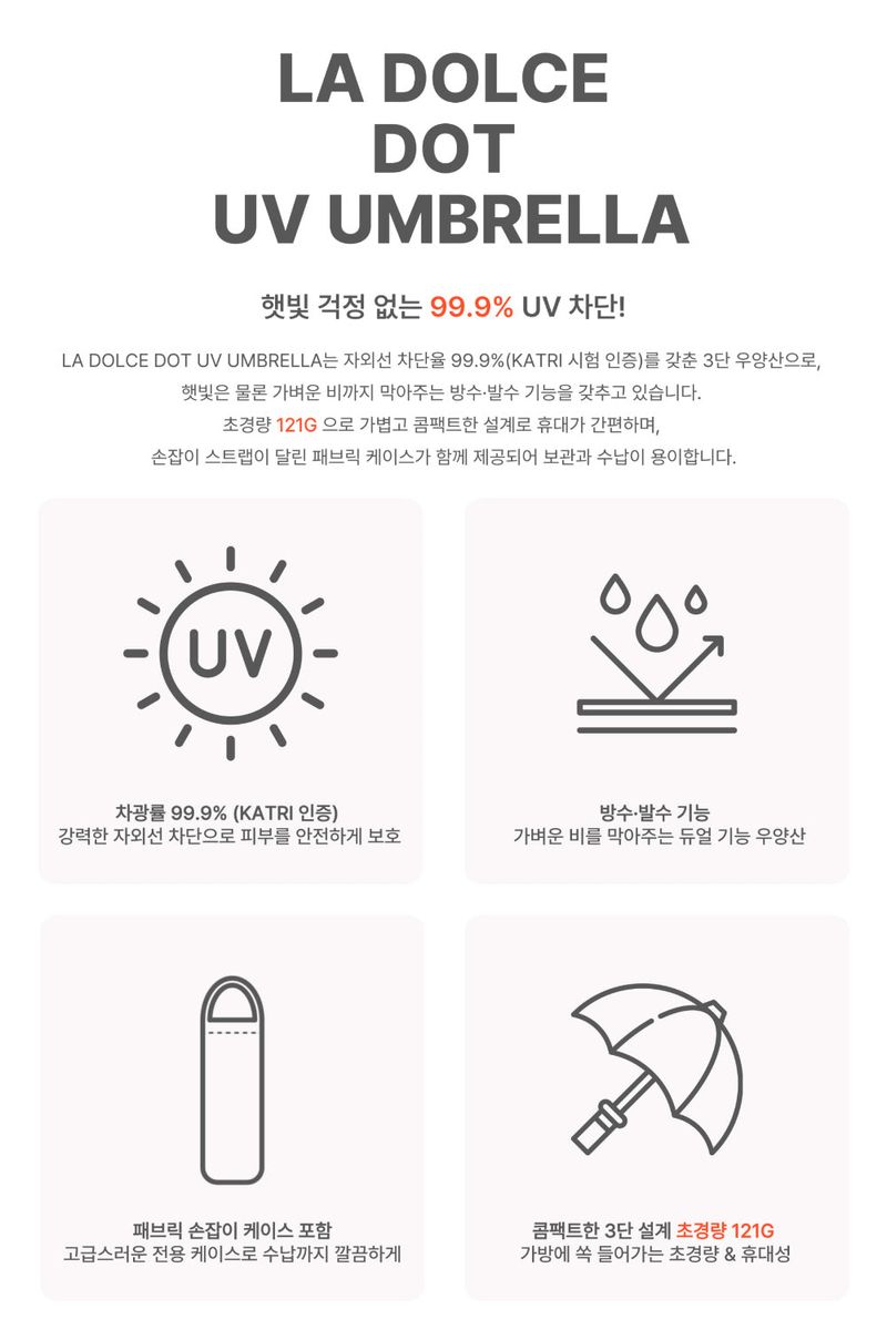 [LIGHT WEIGHT/UV 99.9] LA DOLCE DOT UV UMBRELLA