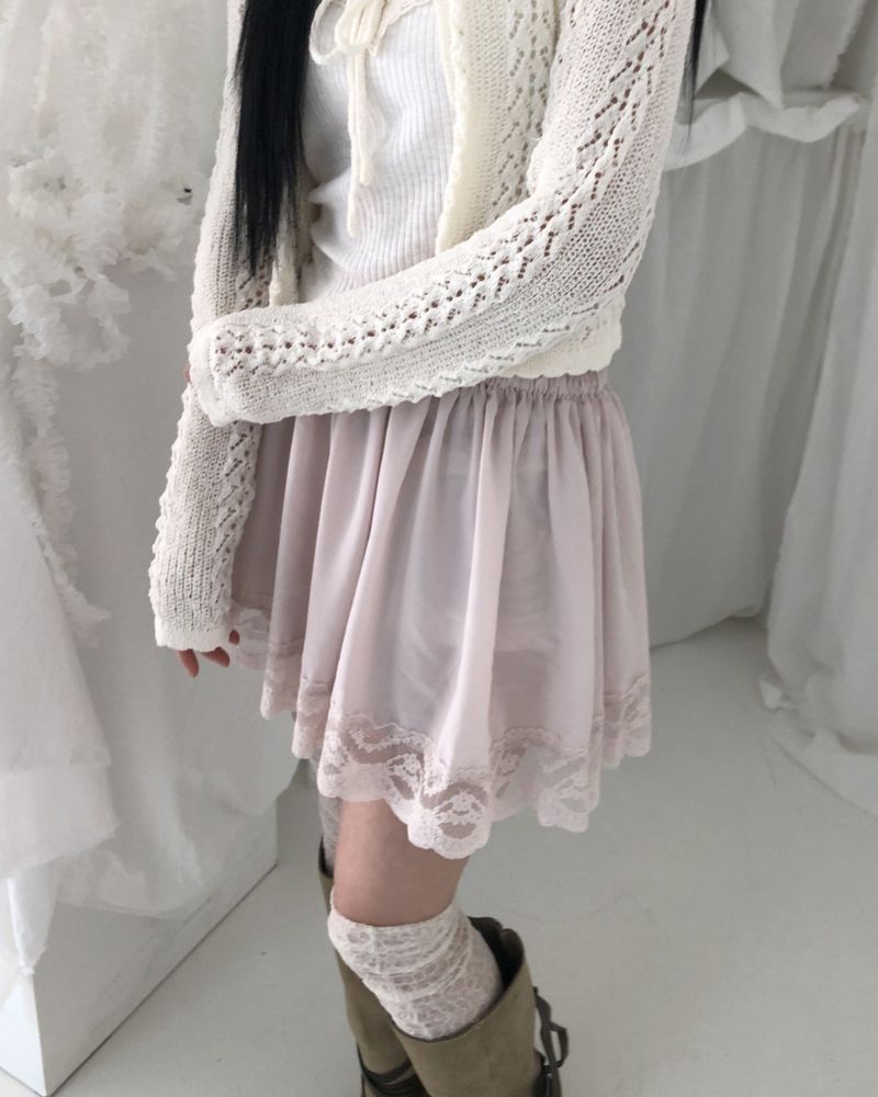 Futin Lace Satin Mini Skirt
