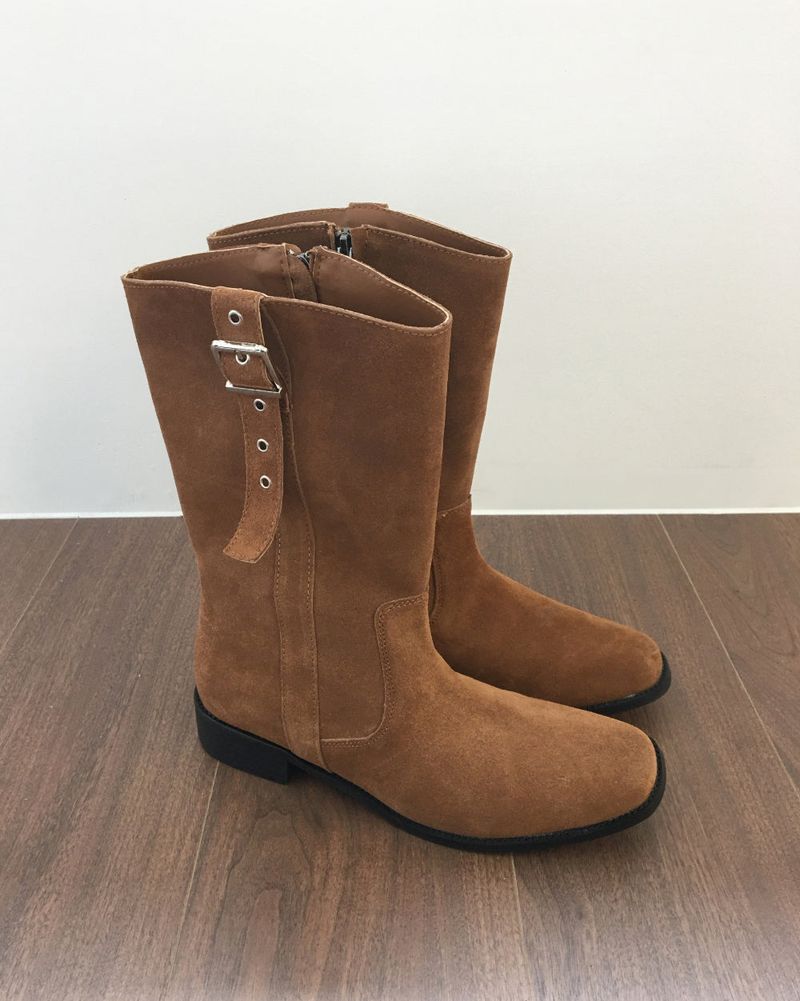 Square toe buckle boots (3color)