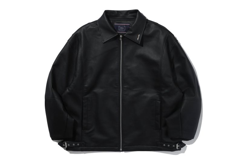 VEGAN LEATHER SINGLE JACKET_BLACK