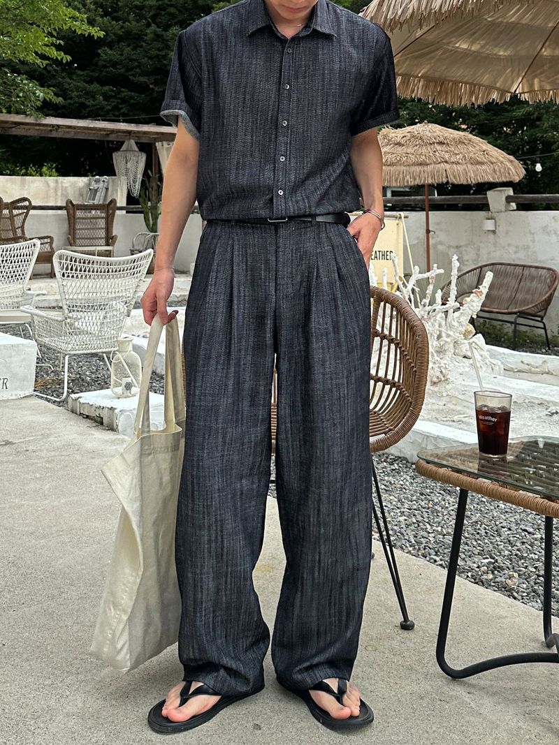 Olin linen two tuck wide denim