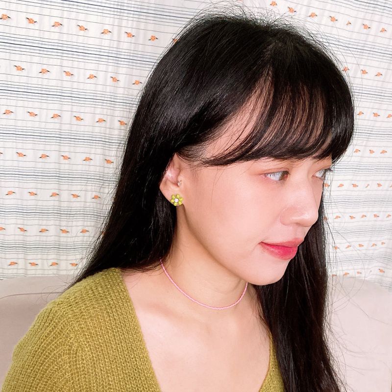 [MADE]Muscat Green Flower Beads Earing
