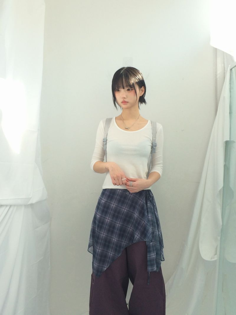 Misty Checkered Layered Skirt