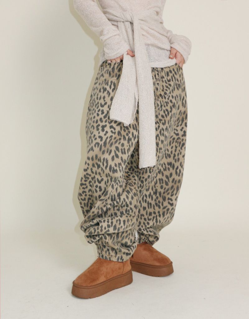 (Leopard Item) Kiya leopard printed balloon-fit wide pants