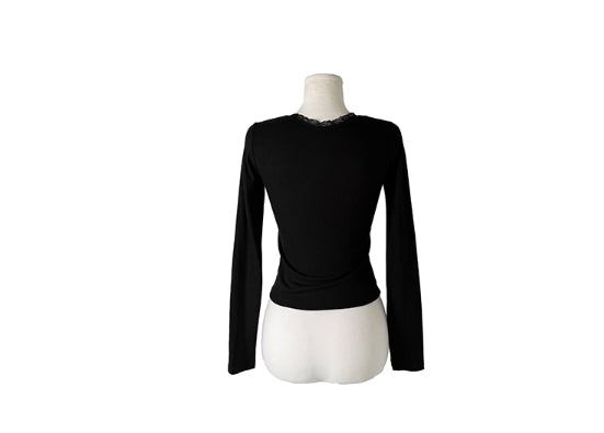 Hail Lace Cap Button Slim T-shirt
