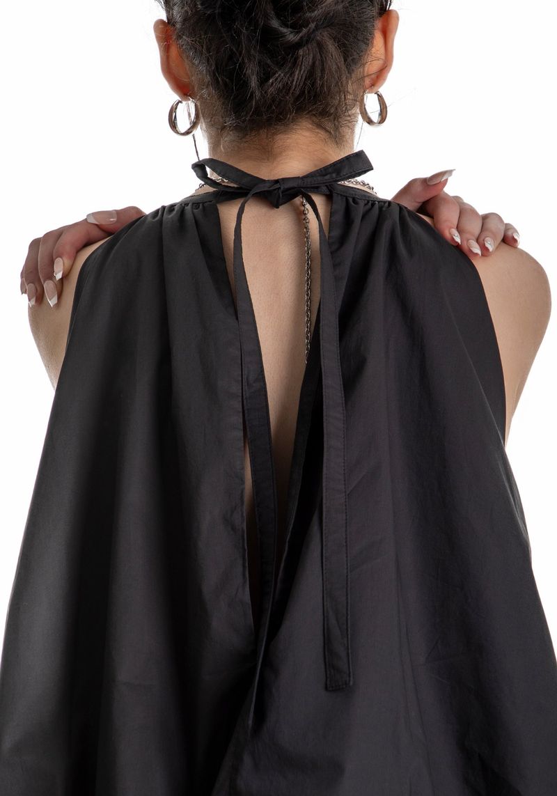 POCKET BALLOON MINI DRESS (BLACK)
