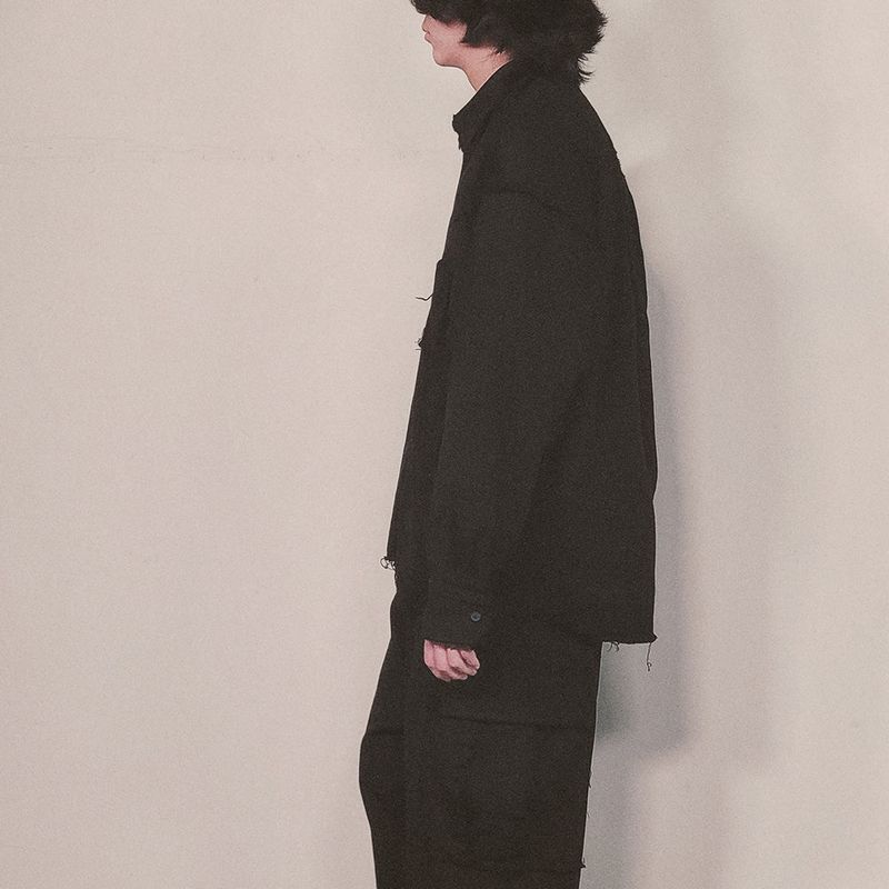 grunge plain shirt_black