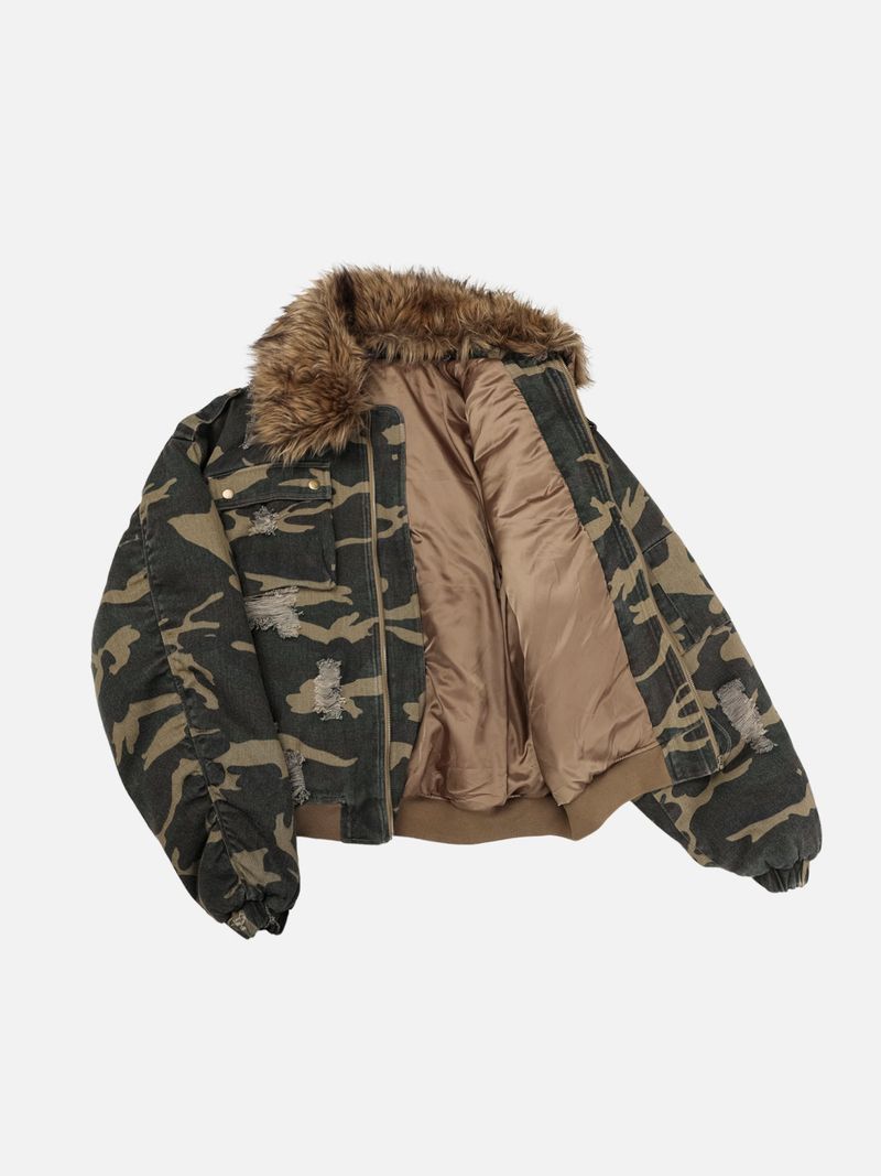 RACCOON PUFFER JACKET-CAMO