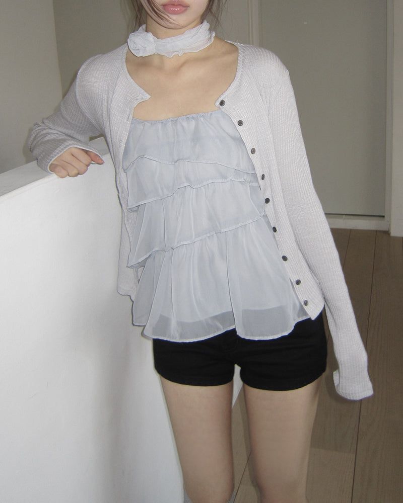 WONDER WONDER(ワンダーワンダー)の「Juten Frill Bustier Sleeveless Blouse(Tops)」