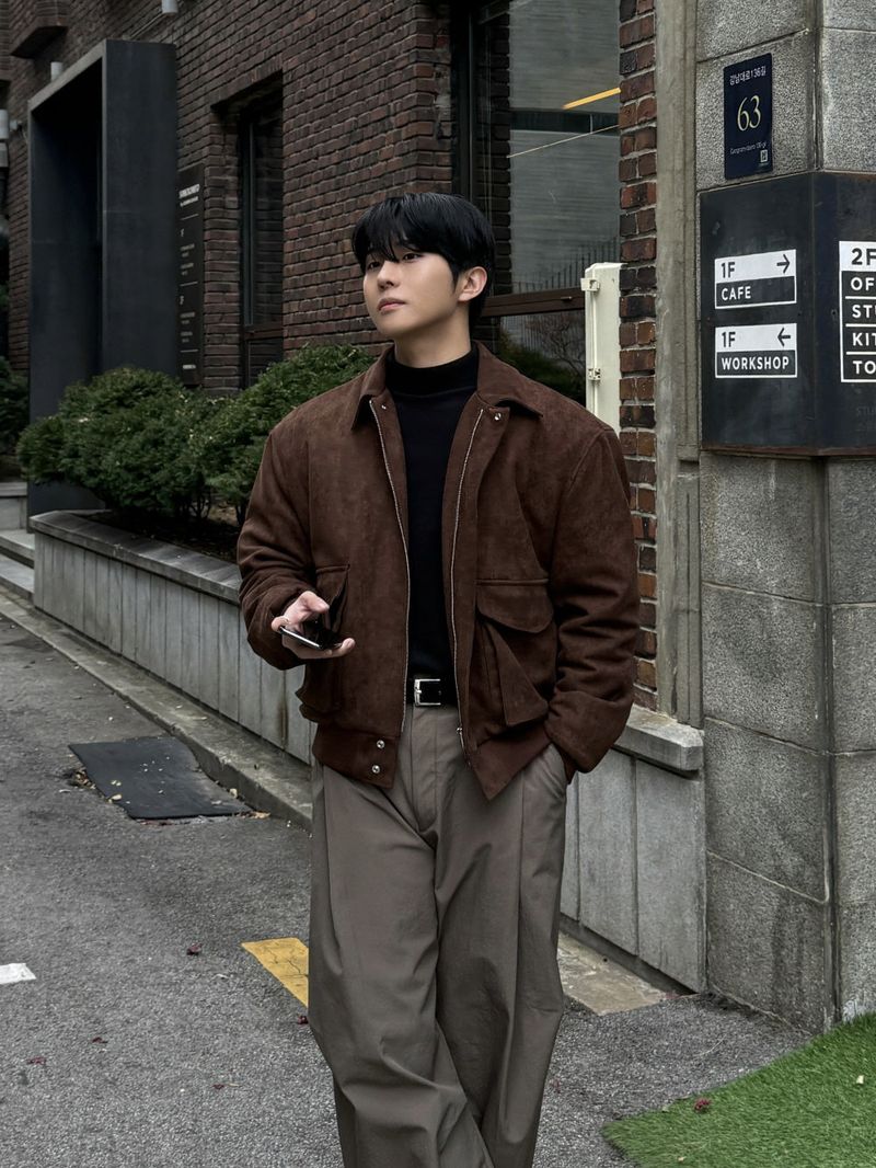 (fleece ver) Unbalanced pintuck curved pants
