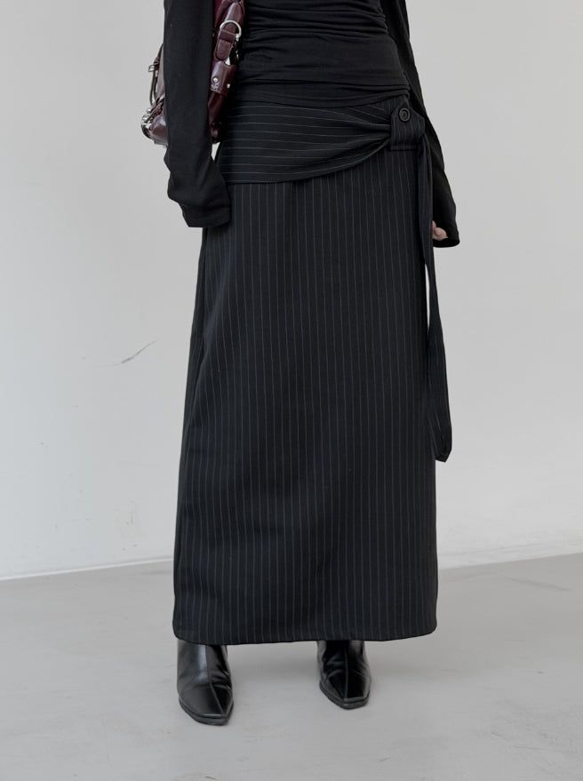 mnem（ムネム）の「Striped knot long skirt（Skirts）」