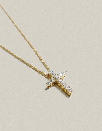 Cross Rope Chain Necklace Gold-S
