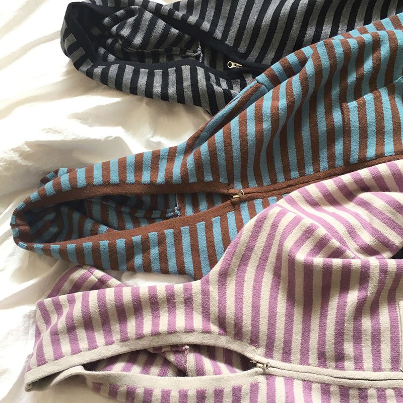 [MADE] Anton Stripe Pocket Two-Way Knit Zip-Up