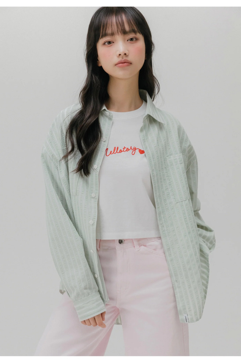 TWO POCKET STRIPE SHIRT (MINT)