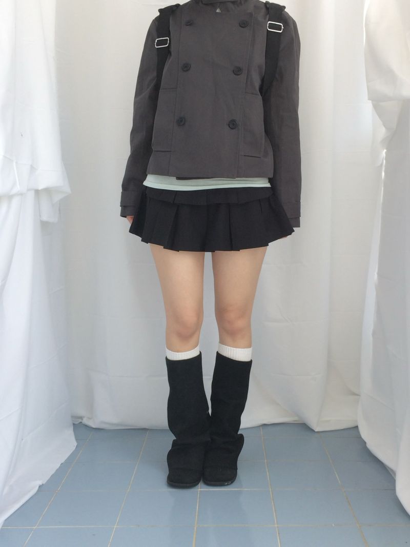double frill pleated skirt