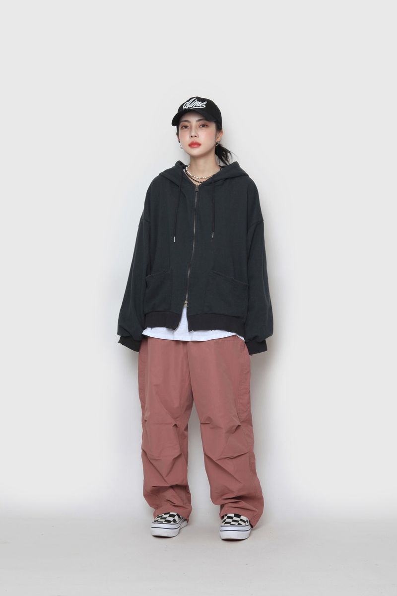 junk two-way zip-up hoodie