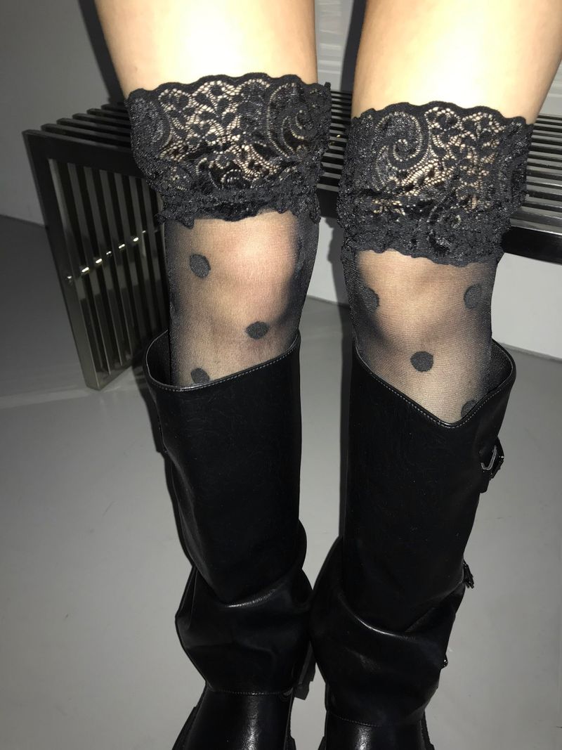 Polkadot lace stoking(2 color)