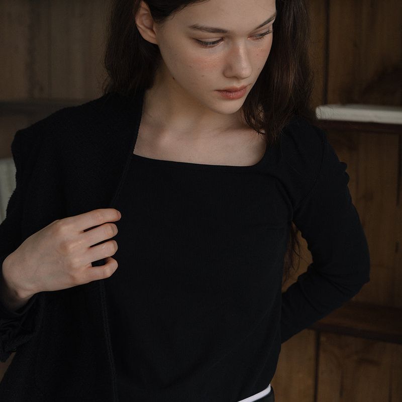 Square Neck T-shirt - Black