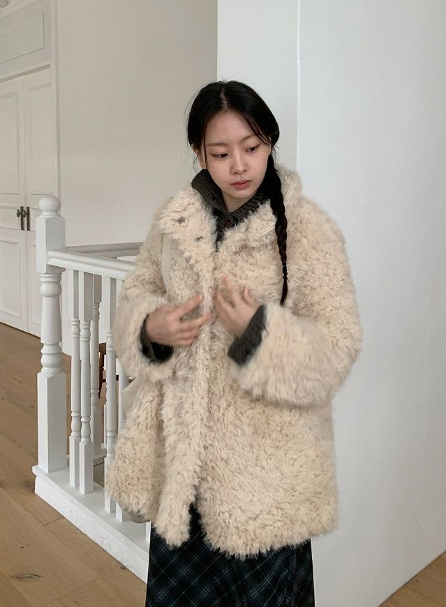 Bihin Collar Half Fur Jacket