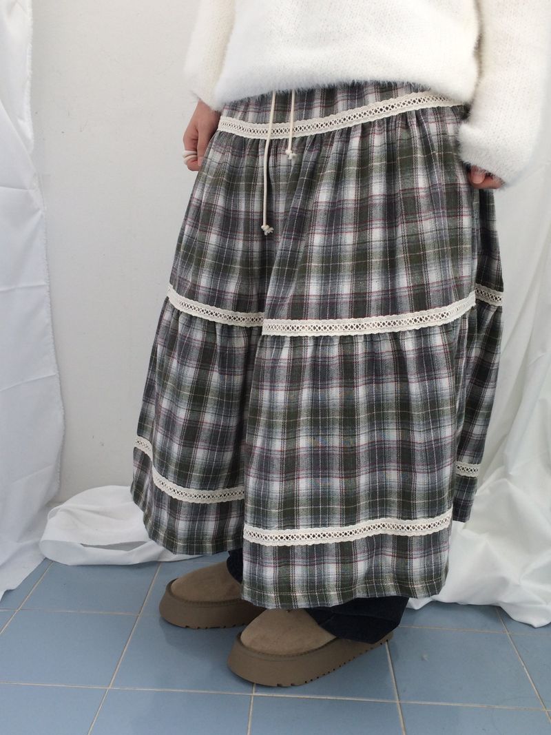 Hazel latte checkered skirt