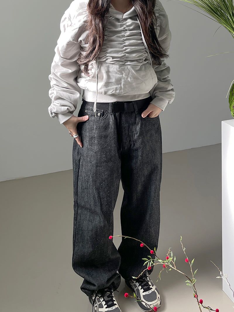 Napping Shirring Cropped Hoodie