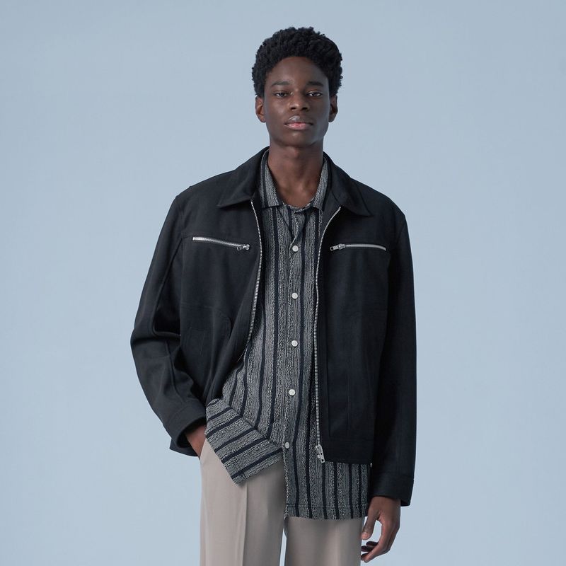 SPERONE(スペロネ)の「Solid Suede Zipper Jacket (Black)(Jackets/Outerwear)」
