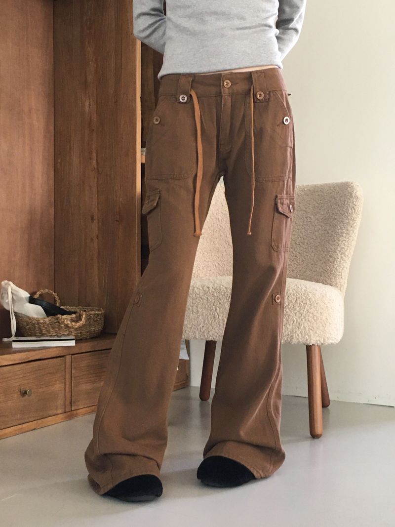 Kita y2k low rise cargo bootcut pants